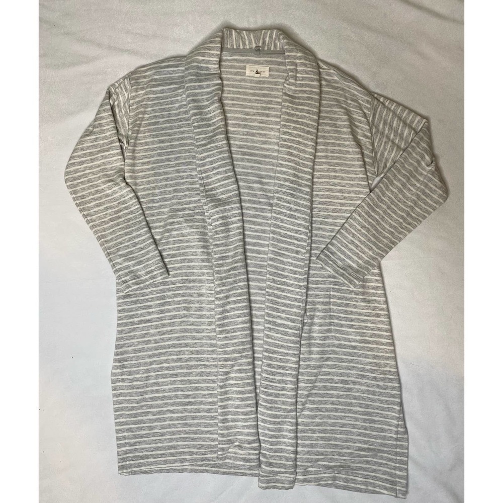 Lou & Grey Striped Open Front Shawl Collar Cardigan Size Small
